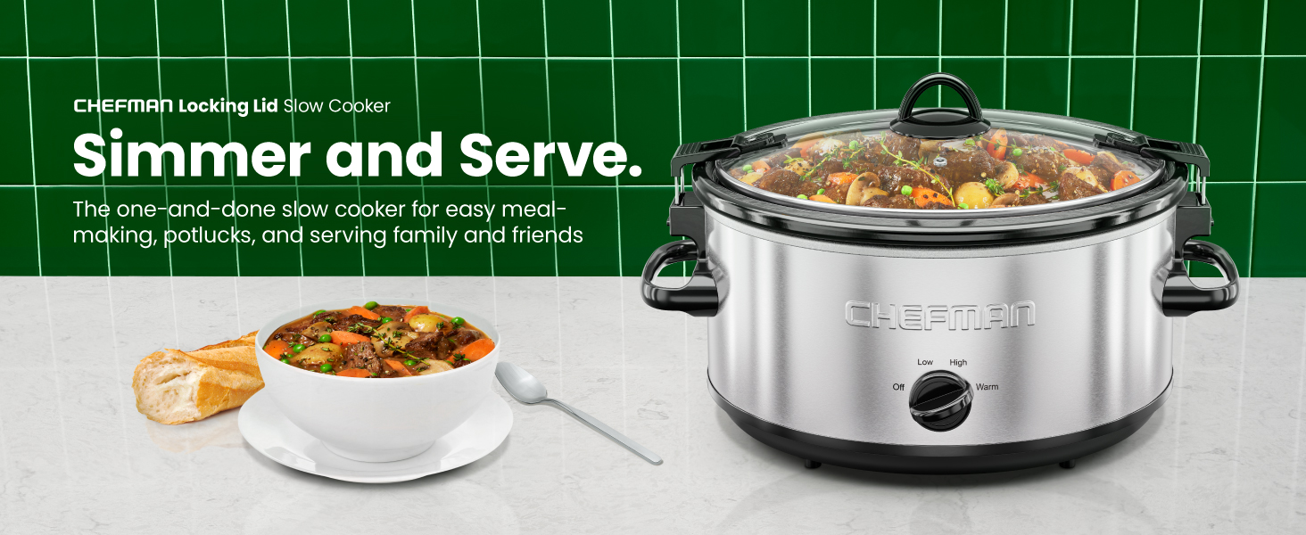 Chefman Locking Lid Slow Cooker