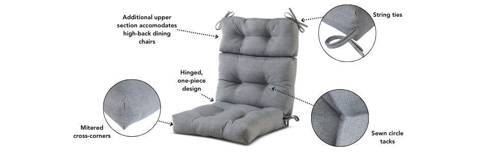 high-back dining chair cushion features