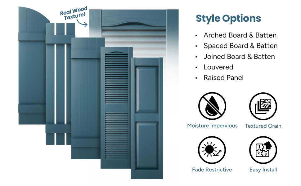 Mid-America Style Options for Vinyl Shutters