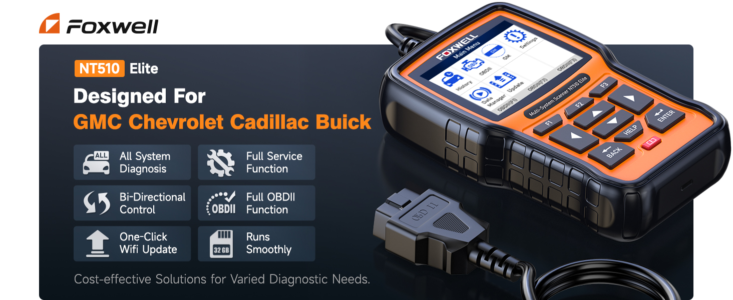 FOXWELL NT510 Elite fit for GM OBD2 Scanner, Bi-Directional All System Engine Diagnostic Scan Tool