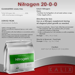 Soluble nitrogen fertilizer for strong vegetative growth in soil or hydroponic systems