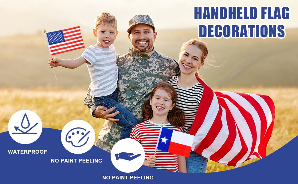 12Pcs Small Flags on Wooden Stick Mini Flag Hand Held Flag Decorations 5x8 Inch