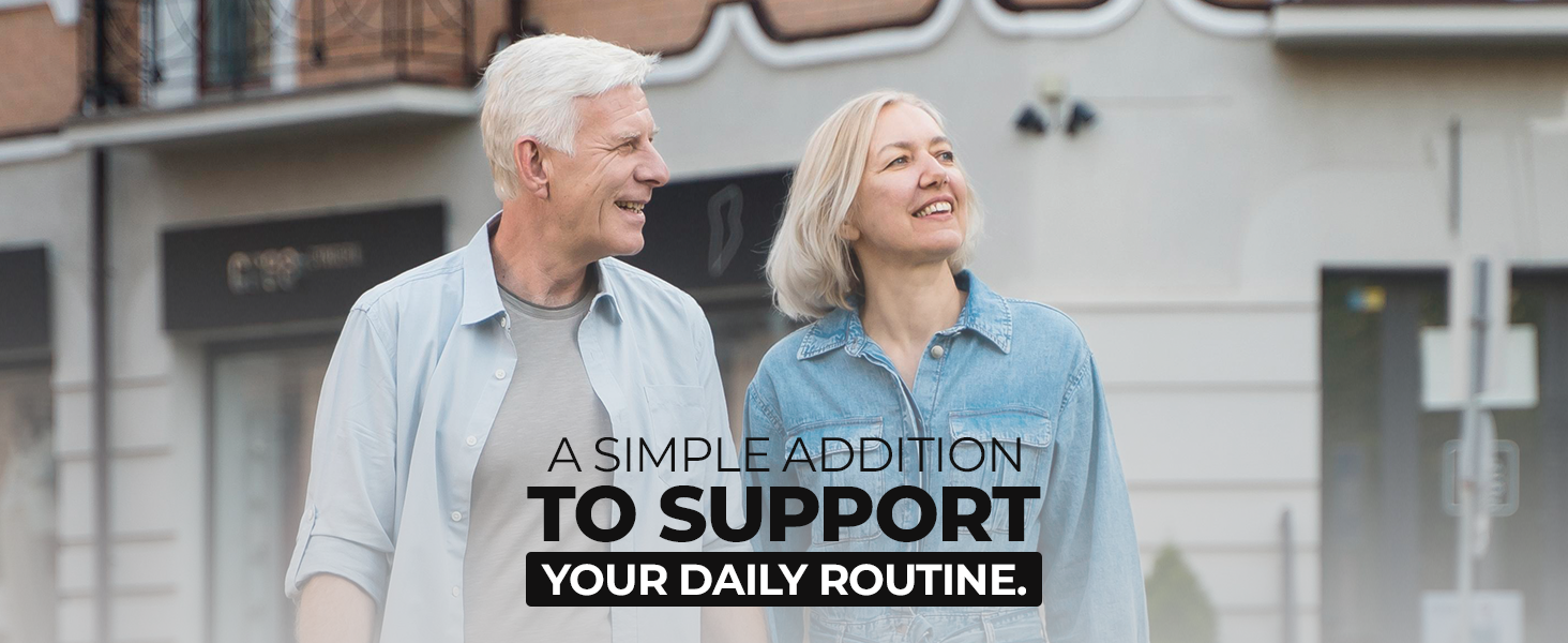 Text reads 'TO SUPPORT'. Series of images showing mature adults in domestic settings engaging in various activities.