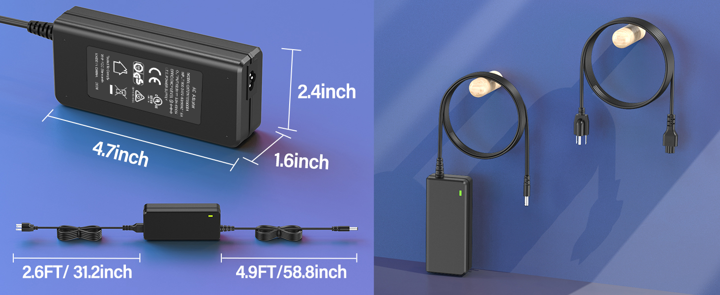 12V Replacement Charger Cord for ARCADE1UP Arcade 1up All Riser Cocktail Table