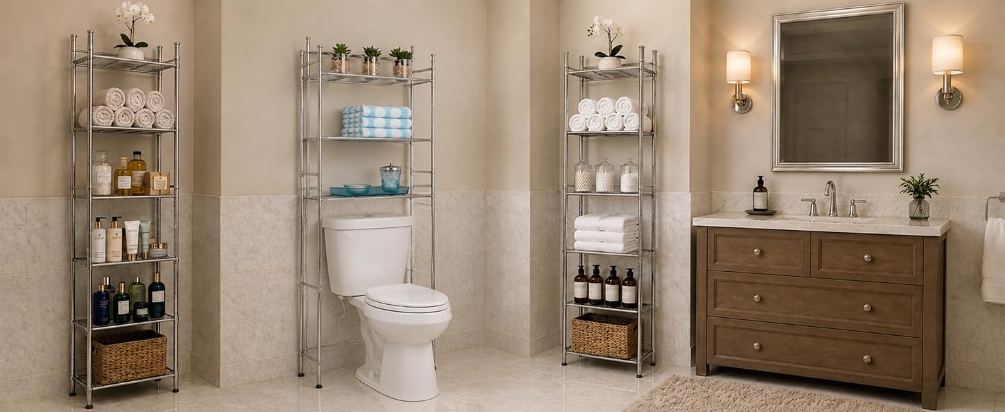 Honey-Can-Do Over the Toilet Shelf and Slim Metal Shelving