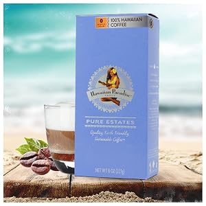 Pure estate product 100% Hawaiian coffee with a cup of coffee