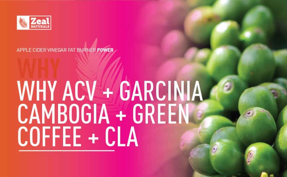 Green Coffee Bean CLA Garcinia Cambogia ACV Apple Cider Vinegar with the mother