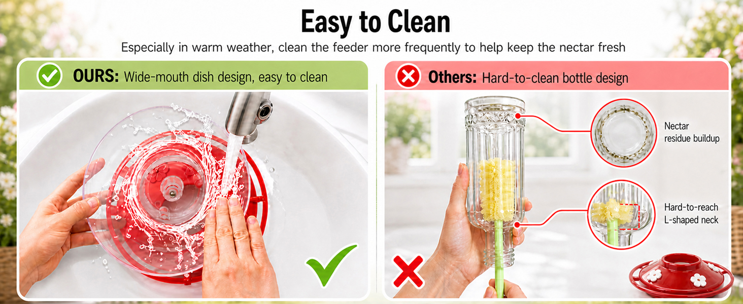 easy to clean hummingbird feeder