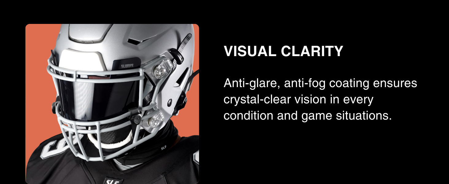 Anti-glare, anti-fog coating ensures crystal-clear vision in every condition and game situations.