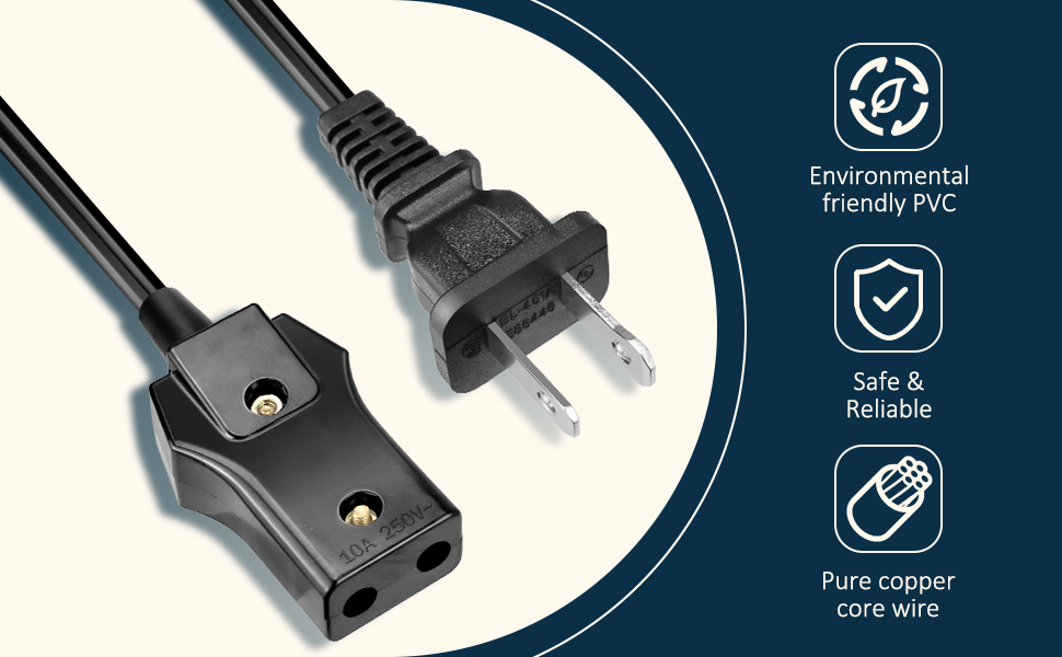 2-Pin Power Cord for Presto 0281104 Percolator Replacement Cord 0281105