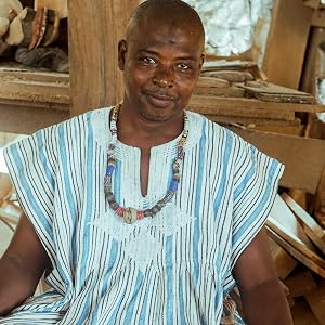 NOVICA Artisan Handmade African Sese Wood Mask Decor Aluminum Cotton Twine Ghana Brown Rustic Sack
