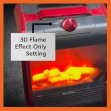 compact zone portable space heater has a flame only setting without heat