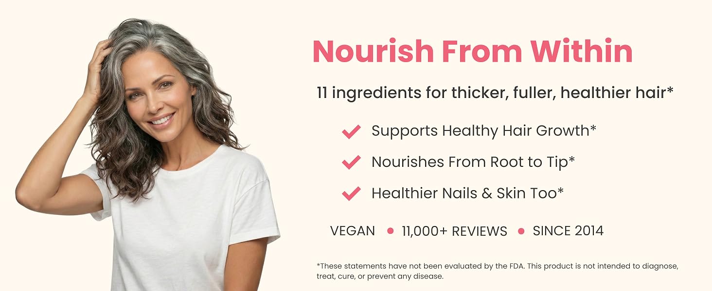 HairAnew Hair Growth Vitamins - Biotin 5000mcg - 11 Ingredients - Vegan - 11000 Reviews