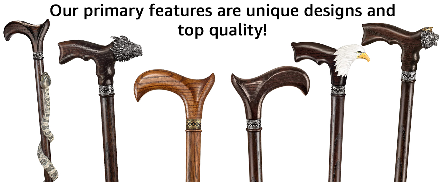 Unique stylish wood walking canes for men and women fashionable