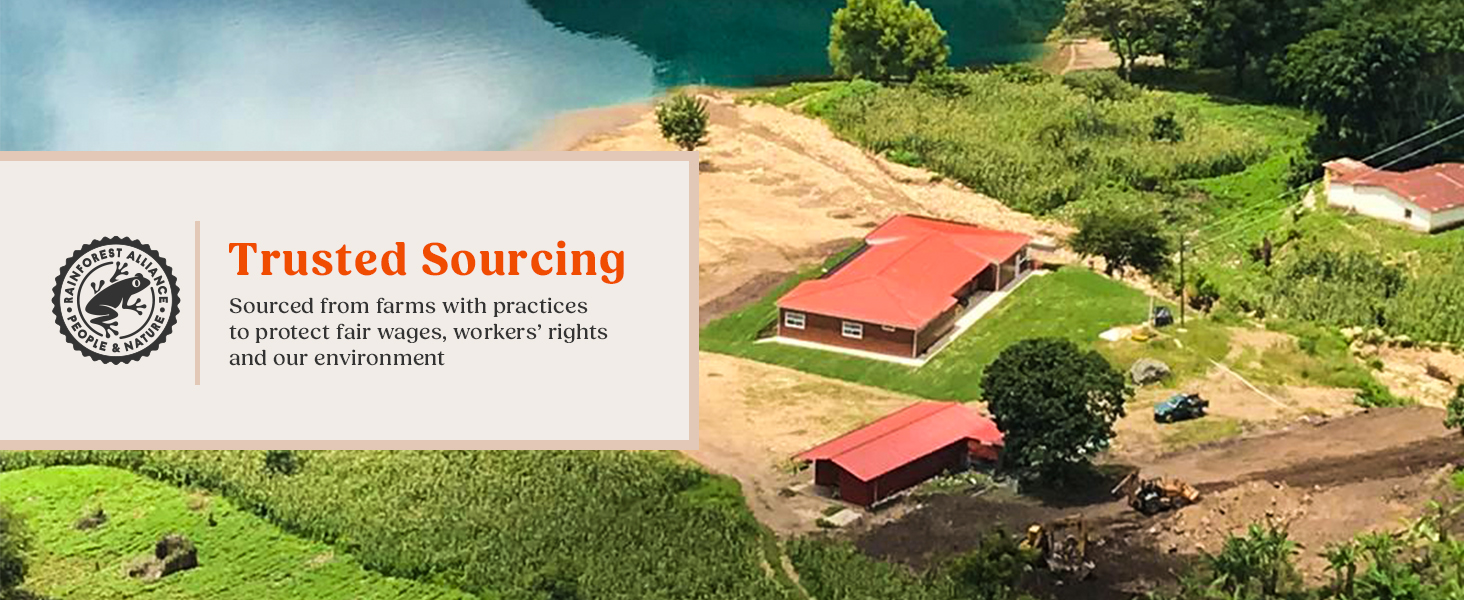 Sourced from farms with practices to protect fair wages, workers' rights and our environment