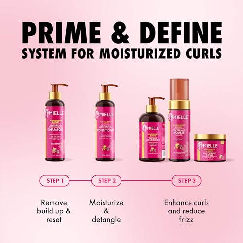 Mielle Organics Pomegranate & Honey Curl Cream - Coil Sculpting Custard for Type 4 Hair - Hydrates, Controls Frizz, Conditions & Adds Shine,12 Fl Oz