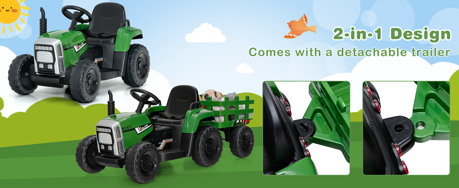 Costzon Ride on Tractor with Detachable Trailer