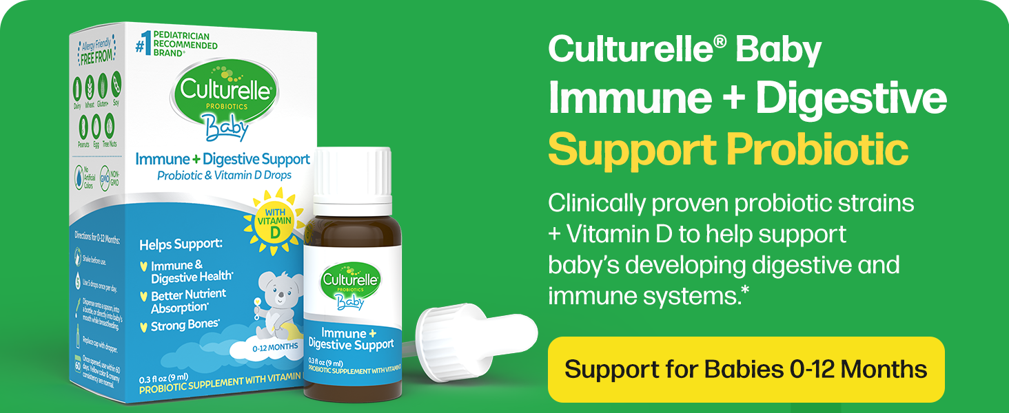 Culturelle Baby Probiotic Drops + Vitamin D, Immune &amp;amp; Digestive Health Support for Babies