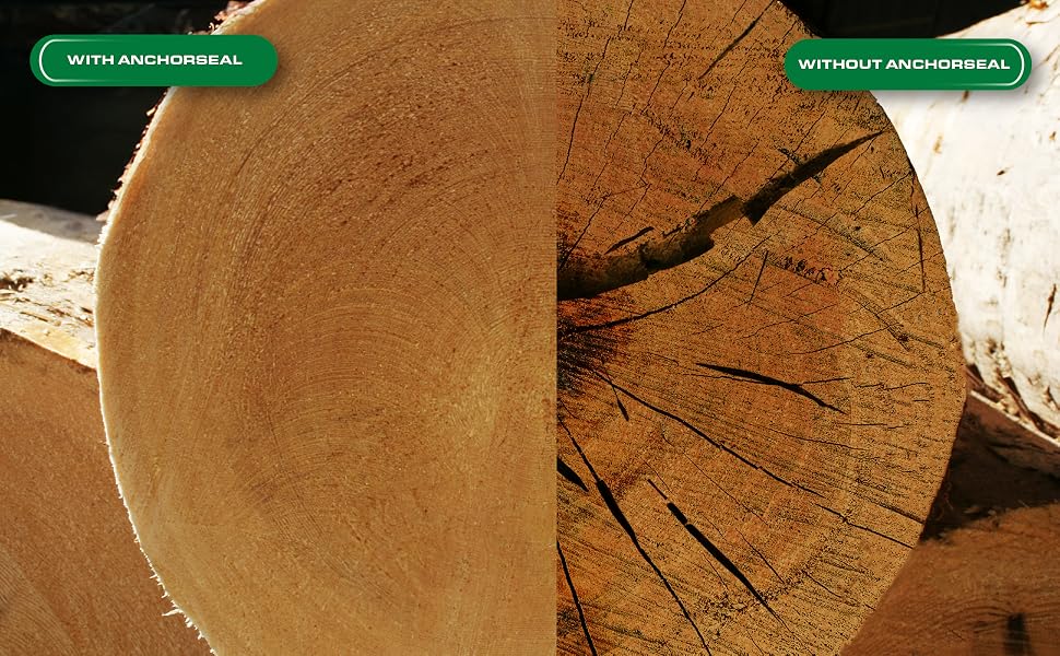 Image of two wood logs one with cracks one without with text reading find what works for you.