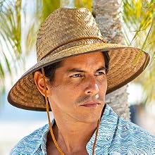 Panama Jack lifeguard handwoven original big brim lightweight sun protection casual beach summer 50