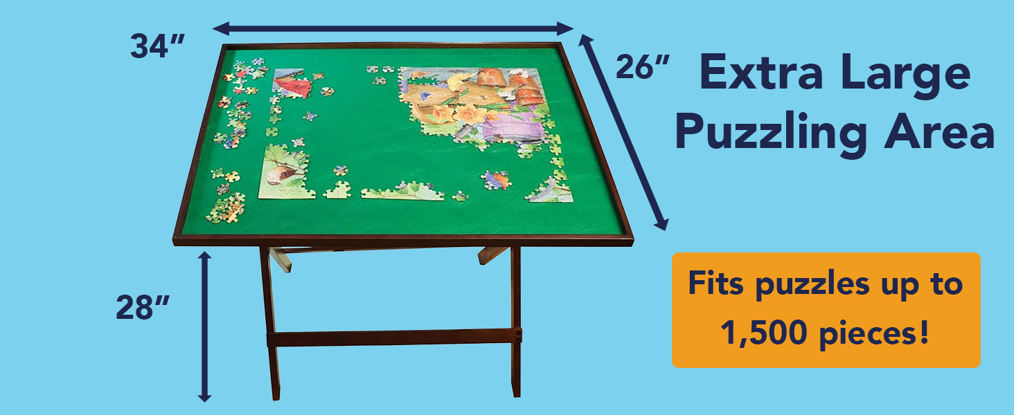 extra large puzzle area fits 1500 piece puzzles