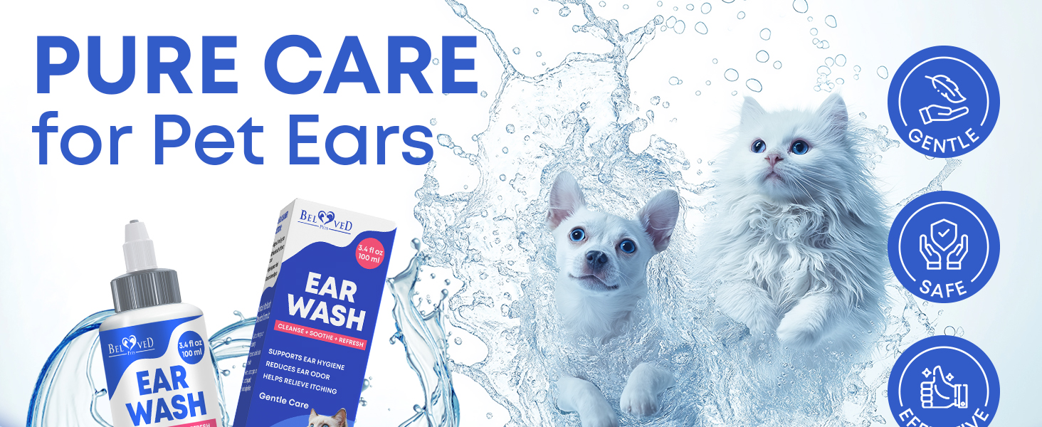 ear cleaner pets dogs cats wash wipes solution odor itching