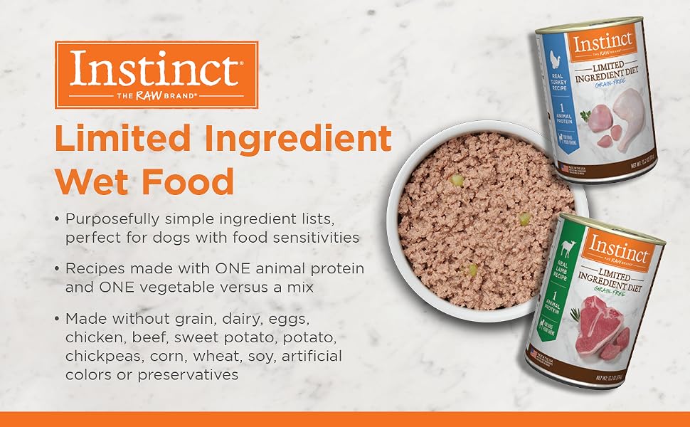 Instinct dog food, wet dog food, canned dog food, limited ingredient dog food, allergies, allergy
