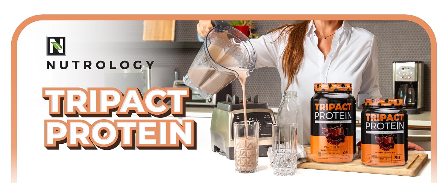 Tripact chocolate protein powder for women and men with cold pressed whey protein powder