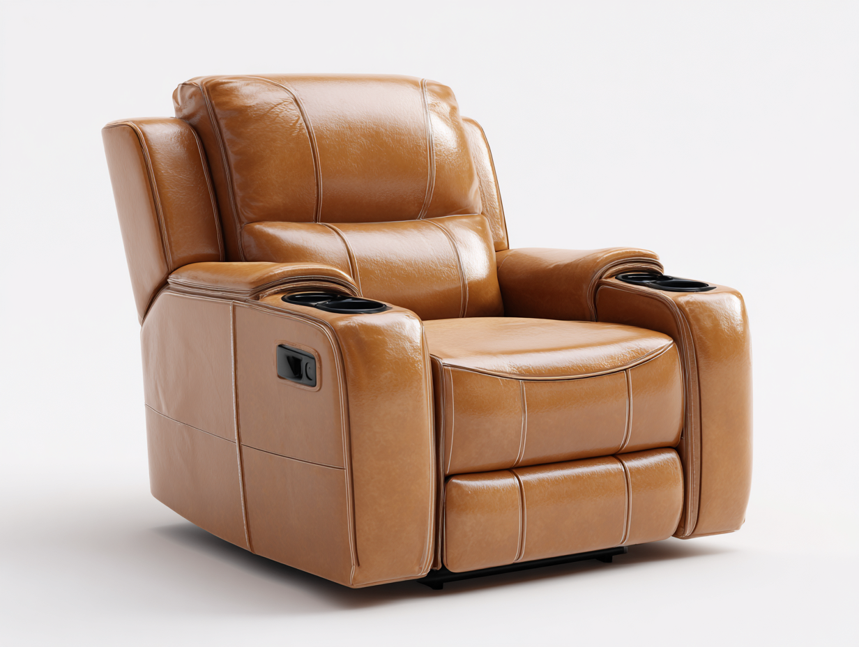 Liegesessel 98x95x108 cm - Kunstleder in Cognac mit Relaxfunktion - gepolsterter Fernsehsessel - moderner Komfortstil-Zaviamohaus