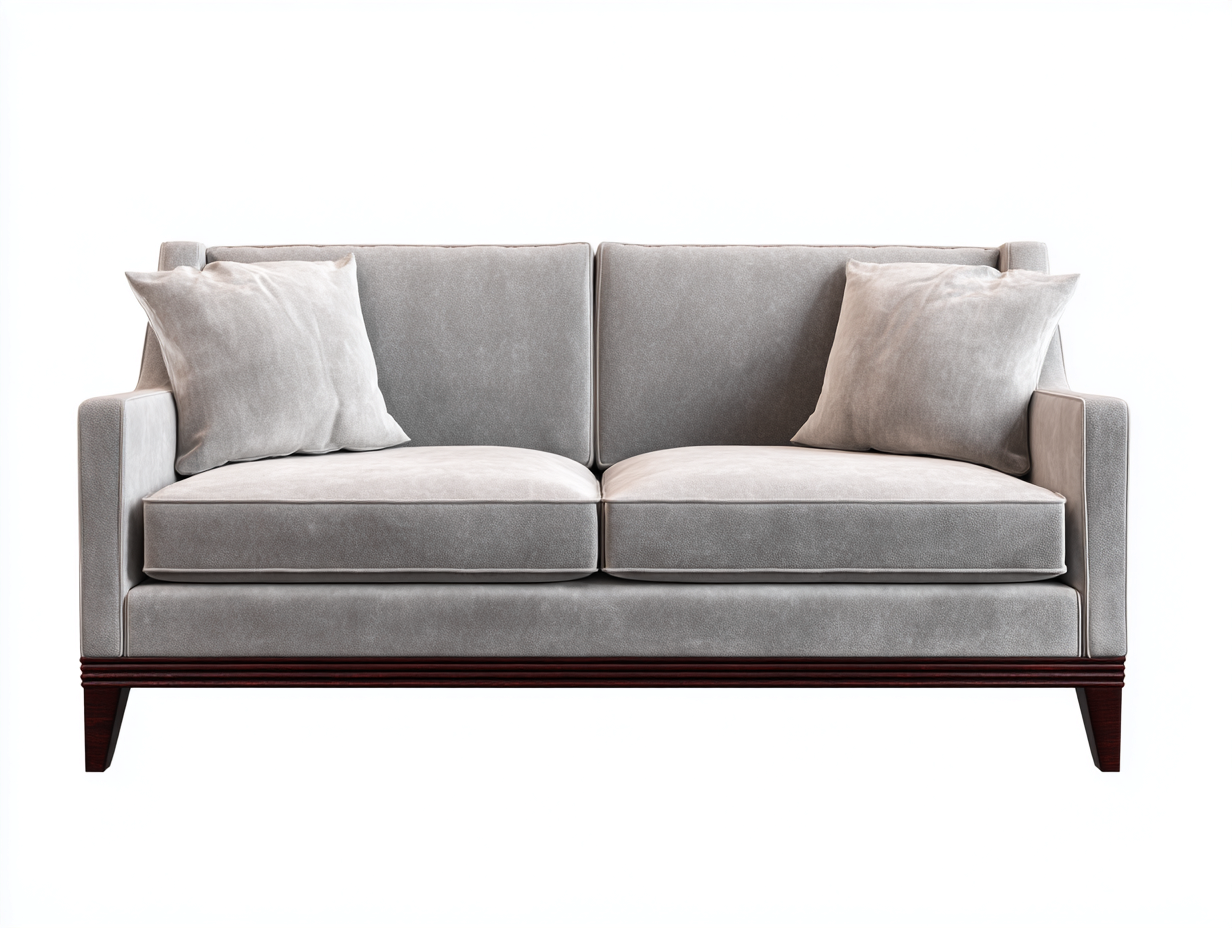 Gerades Sofa 190x86x82 cm - Stoffbezug in Grau und Holzgestell in Dunkelbraun - für Wohnzimmer - moderner Stil-Zaviamohaus