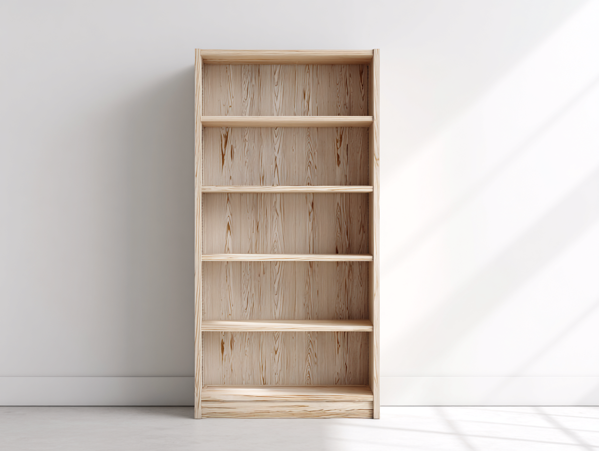 Bücherregal 80x30x200 cm - Massivholz in Natur - für Wohnzimmer und Arbeitszimmer - skandinavischer Stil-Zaviamohaus