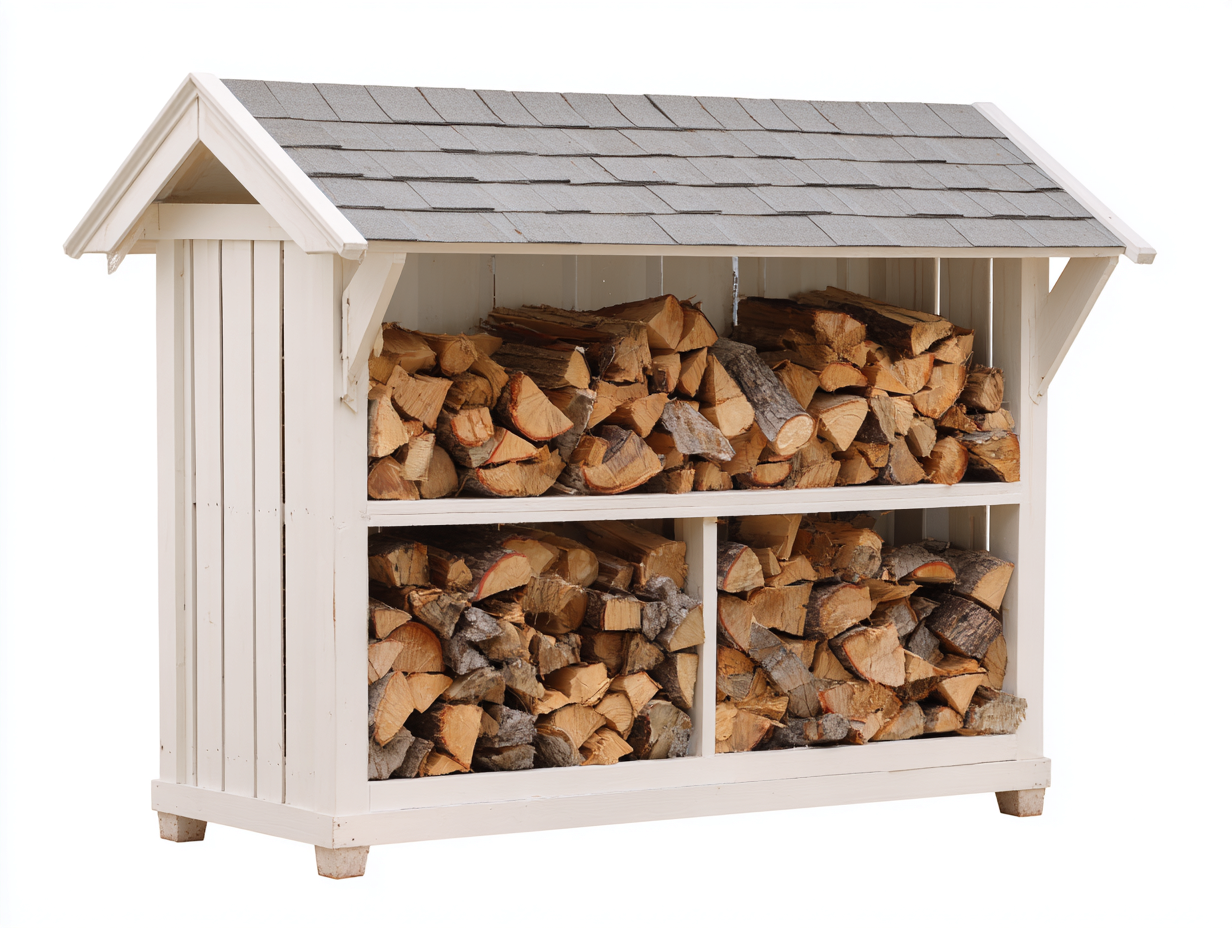 Kaminholzregal Holz 160x45x150 cm - Weiß Grau - mit Satteldach-Zaviamohaus