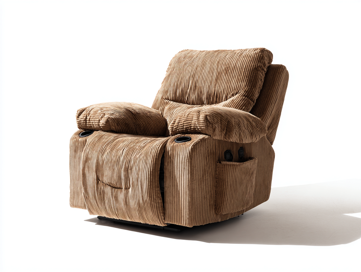 Liegesessel 95x92x105 cm - Cordstoff in Braun mit Relaxfunktion - gepolsterter Fernsehsessel - moderner Komfortstil-Zaviamohaus