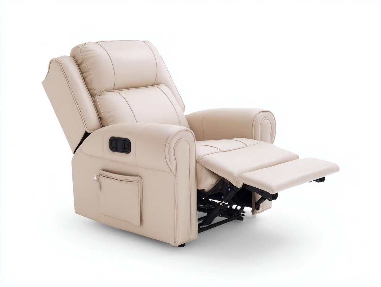 Liegesessel Kunstleder 95x98x105 cm - Beige - verstellbarer Relaxsessel mit Fußstütze-Zaviamohaus