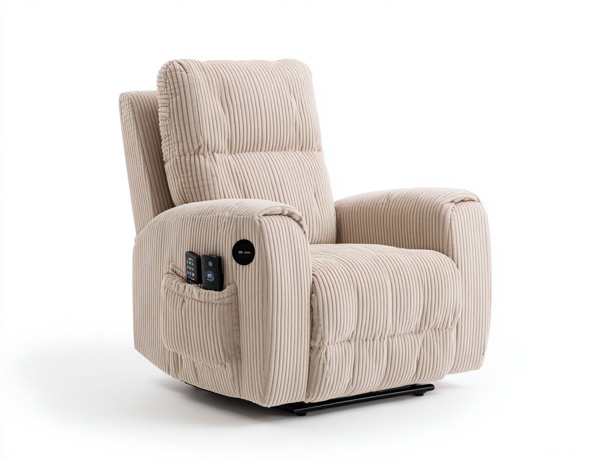 Liegesessel Cordstoff 100x95x100 cm - Beige - Verstellbarer Relaxsessel-Zaviamohaus