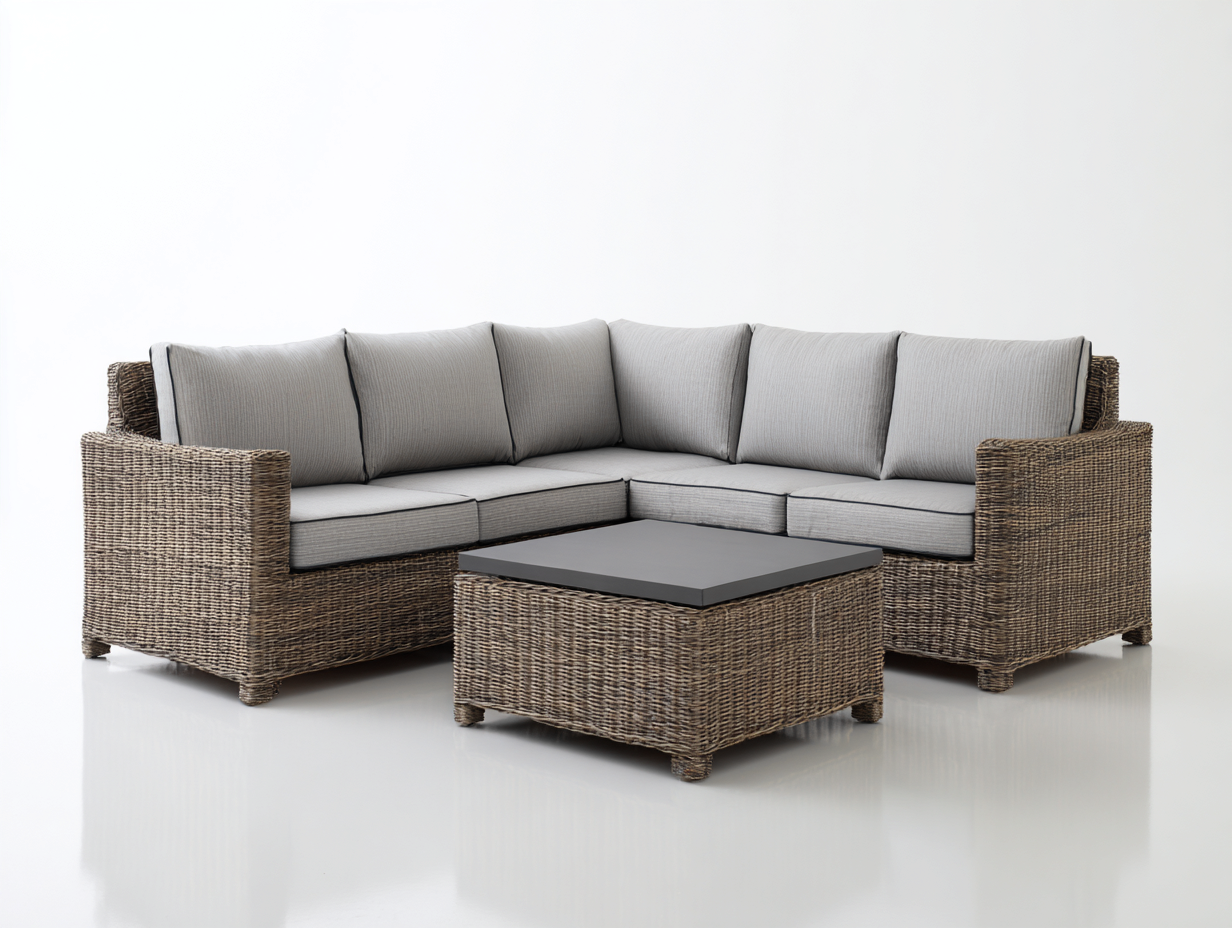 Gartensofa Polyrattan 245x245x78 cm - Braun-Grau - Modernes Eckdesign-Zaviamohaus