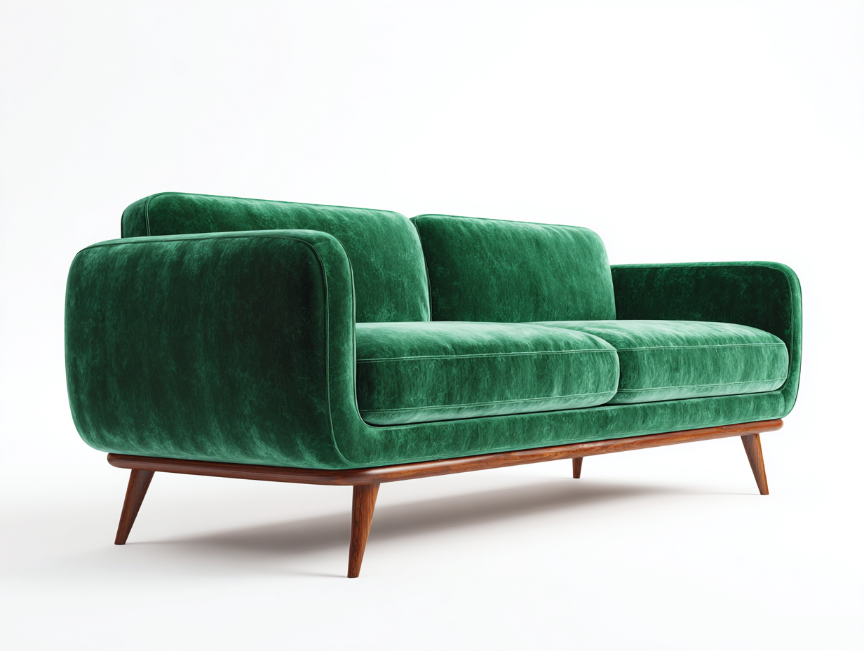 Gerades Sofa Samt Stoff 210x90x80 cm - Grün - Modernes Design-Zaviamohaus