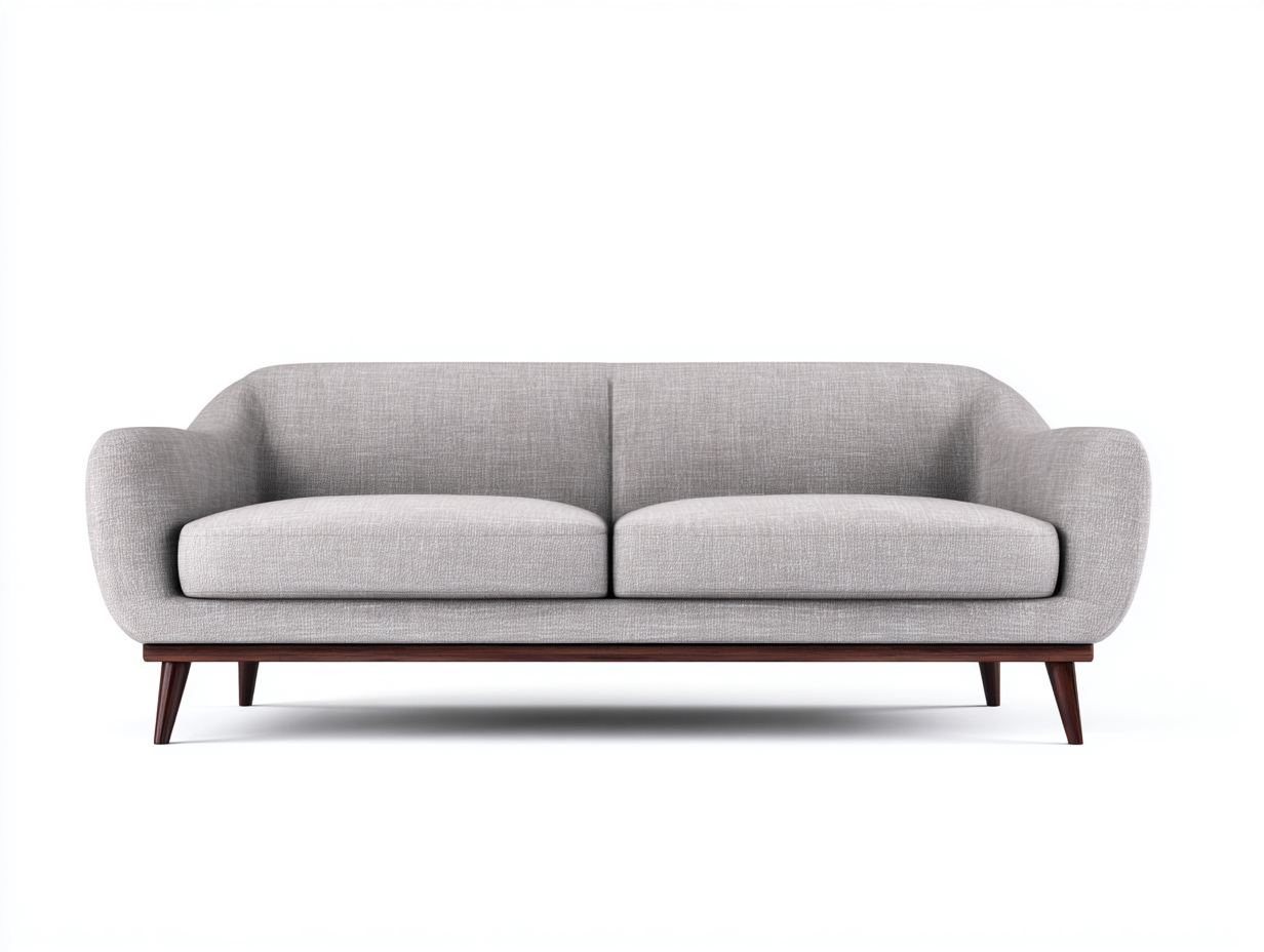 Gerades Sofa Stoff Holz 215x86x76 cm - Grau Braun - 3-Sitzer mit abgerundeten Armlehnen-Zaviamohaus