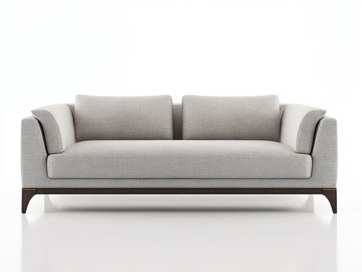 Gerades Sofa 210x88x82 cm - Stoff in Beige mit Holzgestell in Dunkelbraun - modernes Wohnzimmerdesign-Zaviamohaus