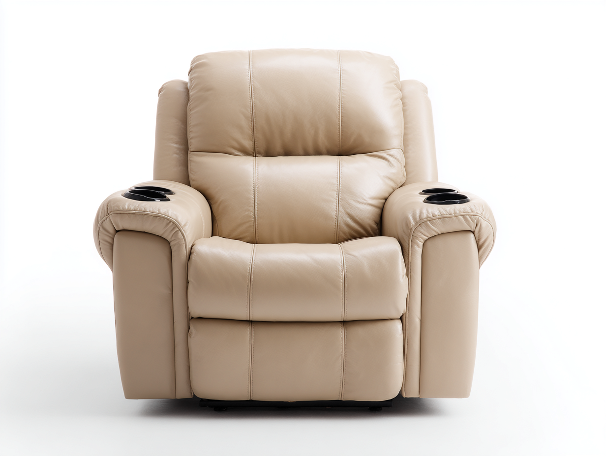 Liegesessel Echtleder 110x100x105 cm - Beige - Verstellbarer Relaxsessel-Zaviamohaus