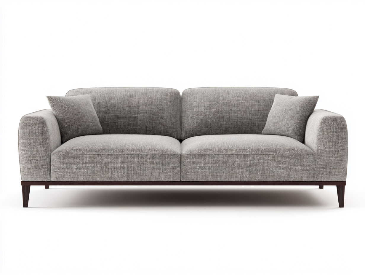 Gerades Sofa 205x88x82 cm - Stoff in Grau mit Holzgestell in Dunkelbraun - modernes Wohnzimmerdesign-Zaviamohaus