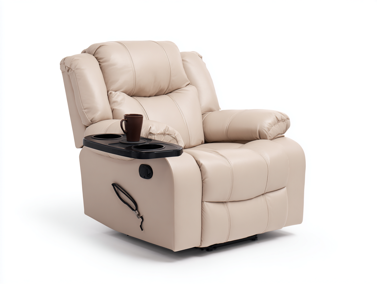 Liegesessel 96x94x106 cm - Kunstleder in Beige mit Relaxfunktion - für Wohnzimmer - moderner Stil-Zaviamohaus