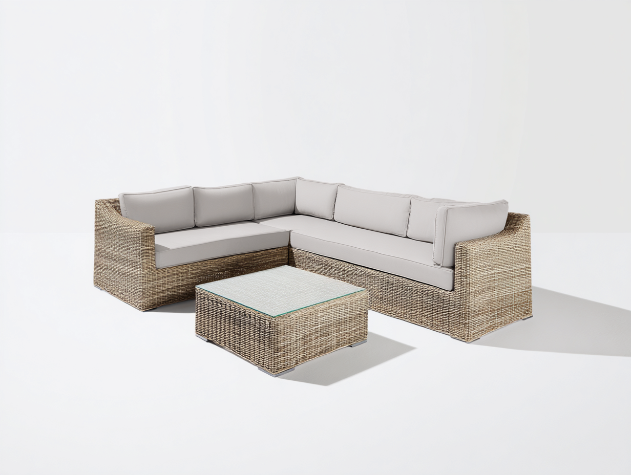 Gartensofa Polyrattan 250x250x78 cm Beige Modernes Ecksofa-Set-Zaviamohaus