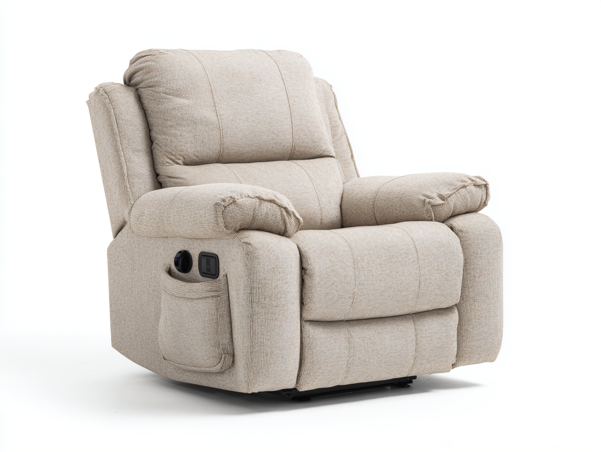 Liegesessel 96x94x106 cm - Stoff in Beige mit Relaxfunktion - gepolsterter Fernsehsessel - moderner Komfortstil-Zaviamohaus