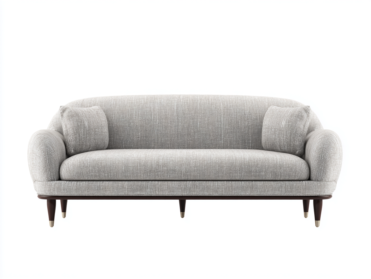 Gerades Sofa 220x88x78 cm - Stoffbezug in Hellgrau und Holzbeine in Dunkelbraun - für Wohnzimmer - klassischer Stil-Zaviamohaus