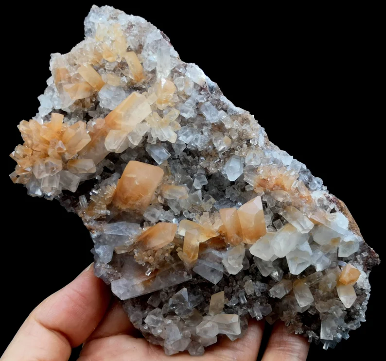 135mm 327g Hematite-included Calcite on matrix, Natural Mineral Specimen from China B9027