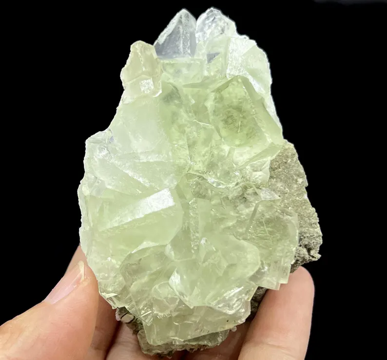 Clear Glassy PHANTOM Green Cubic Fluorite with BEVEL EDGE, 80mm 148g, CM2362590