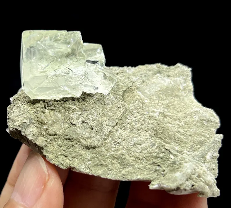 Extreme Clear Glassy PHANTOM Light Green Cubic Fluorite with BEVEL EDGE, 62mm 54g, CM2312586