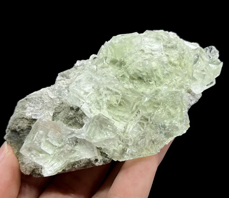 Extreme Clear Glassy PHANTOM Green Cubic Fluorite with BEVEL EDGE, 86mm 114g, CM2332588