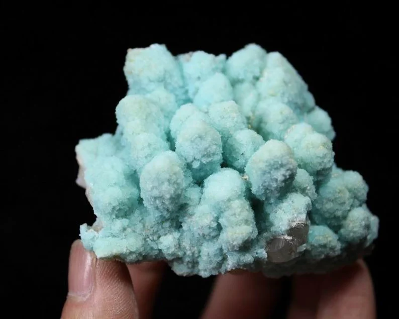 Baby Blue Hemimorphite Coating Quartz Cluster, 160g 75mm, Natural Mineral Specimen, CM474445